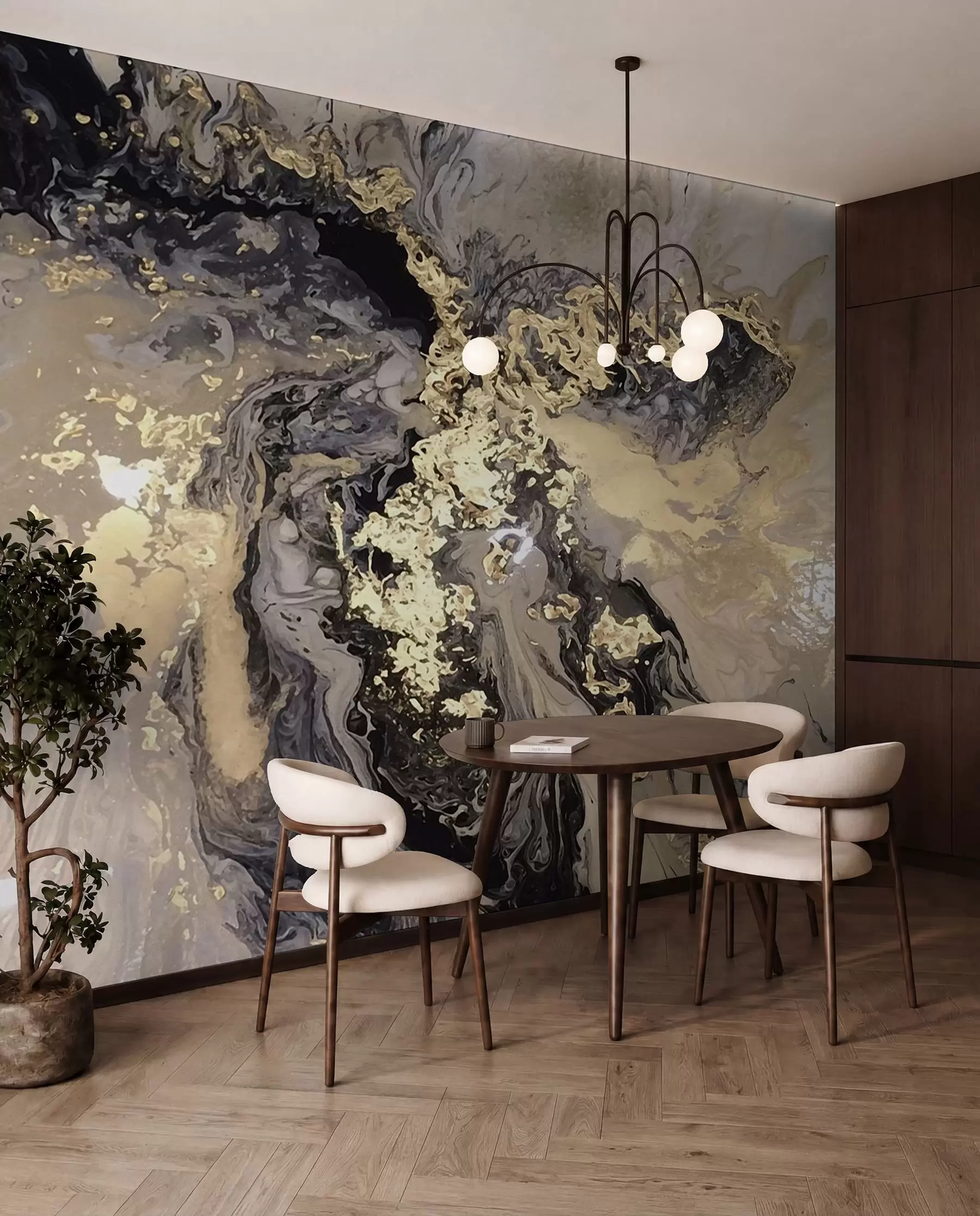 wall murals Ink and Golden Veins II u16941d2