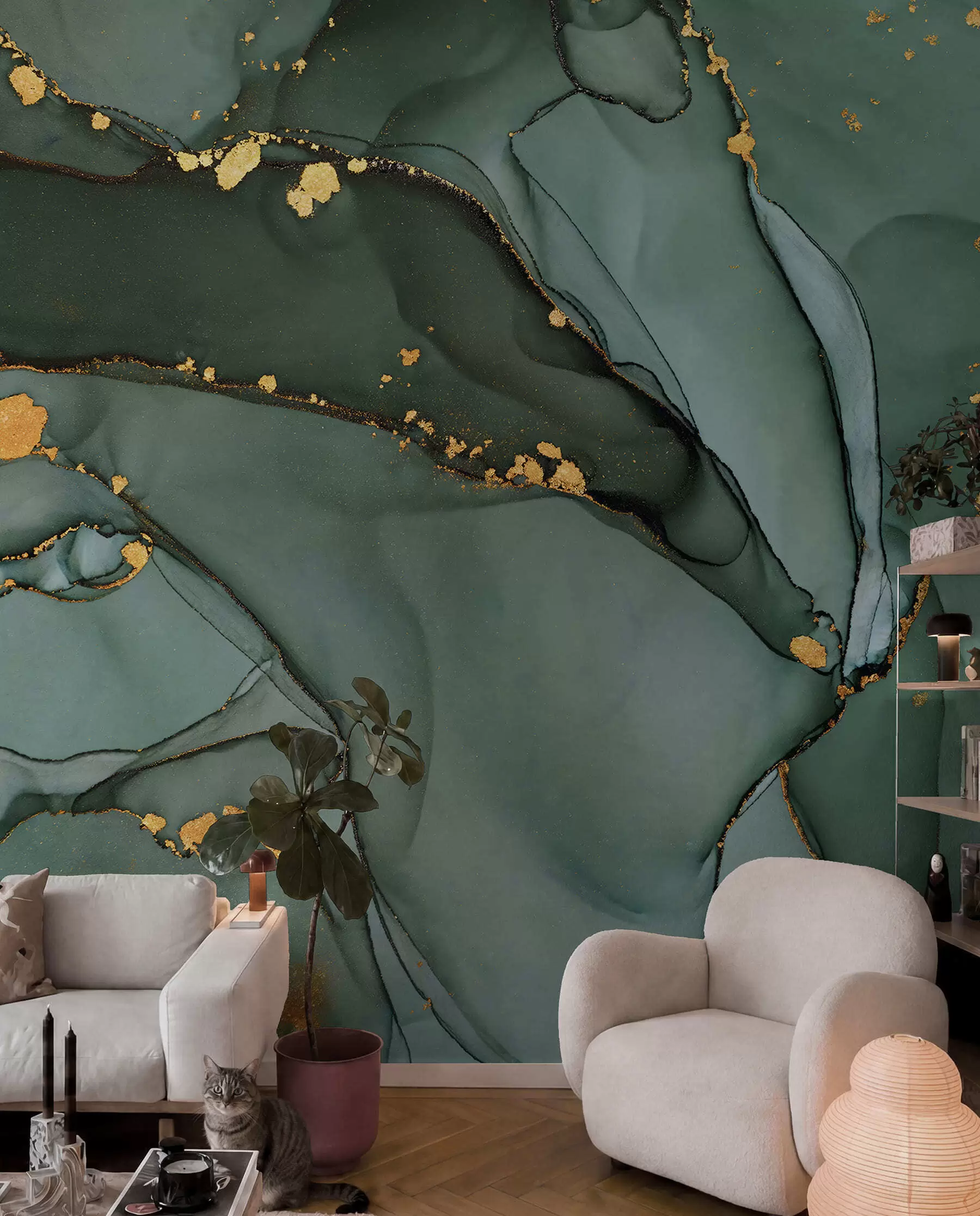 peintures murales Marbre Onyx de luxe avec fissures métalliques u50235d1