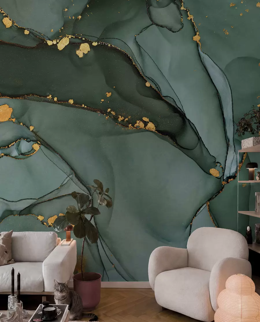 peintures murales Marbre Onyx de luxe avec fissures métalliques u50235d1