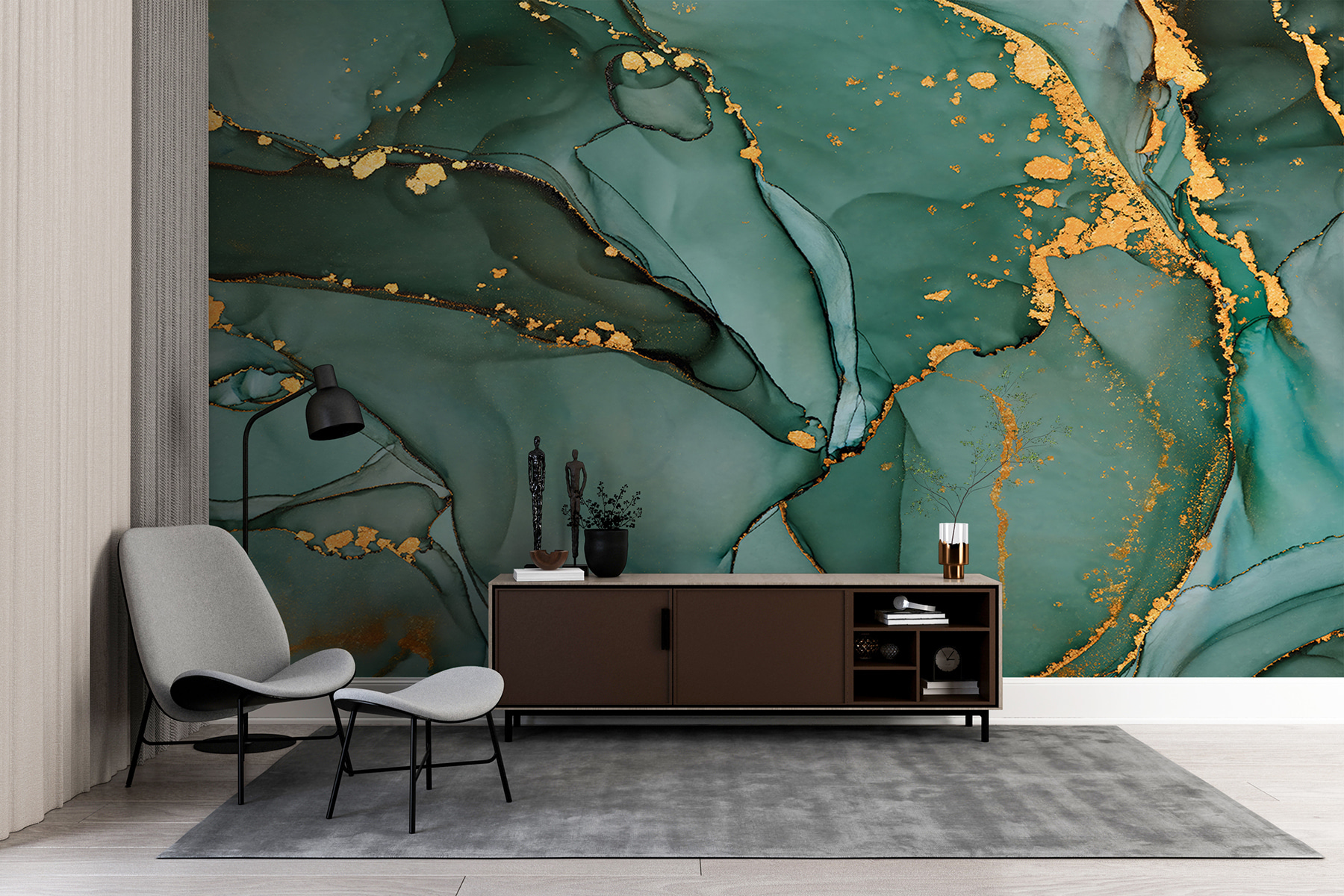 Wall Murals Abstract Luxury Onyx marble with metallic cracks