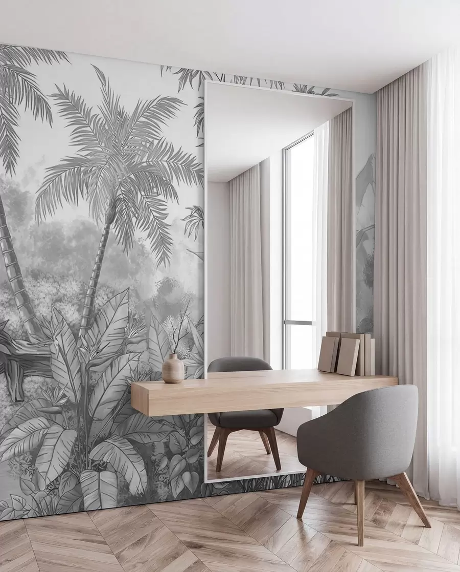peintures murales Tropiques en noir et blanc u59039d3