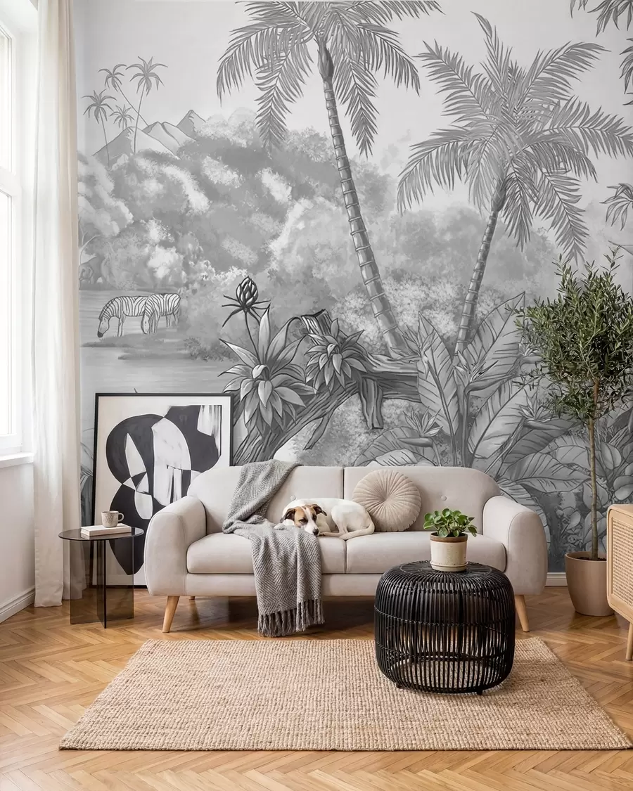 Wall Mural Photo Wallpaper Black and white tropics u59039d3