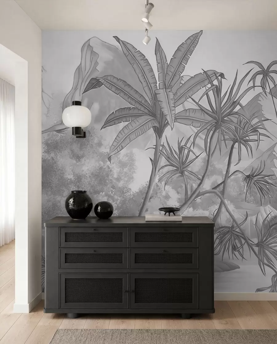 peintures murales Tropiques en noir et blanc u59039d1