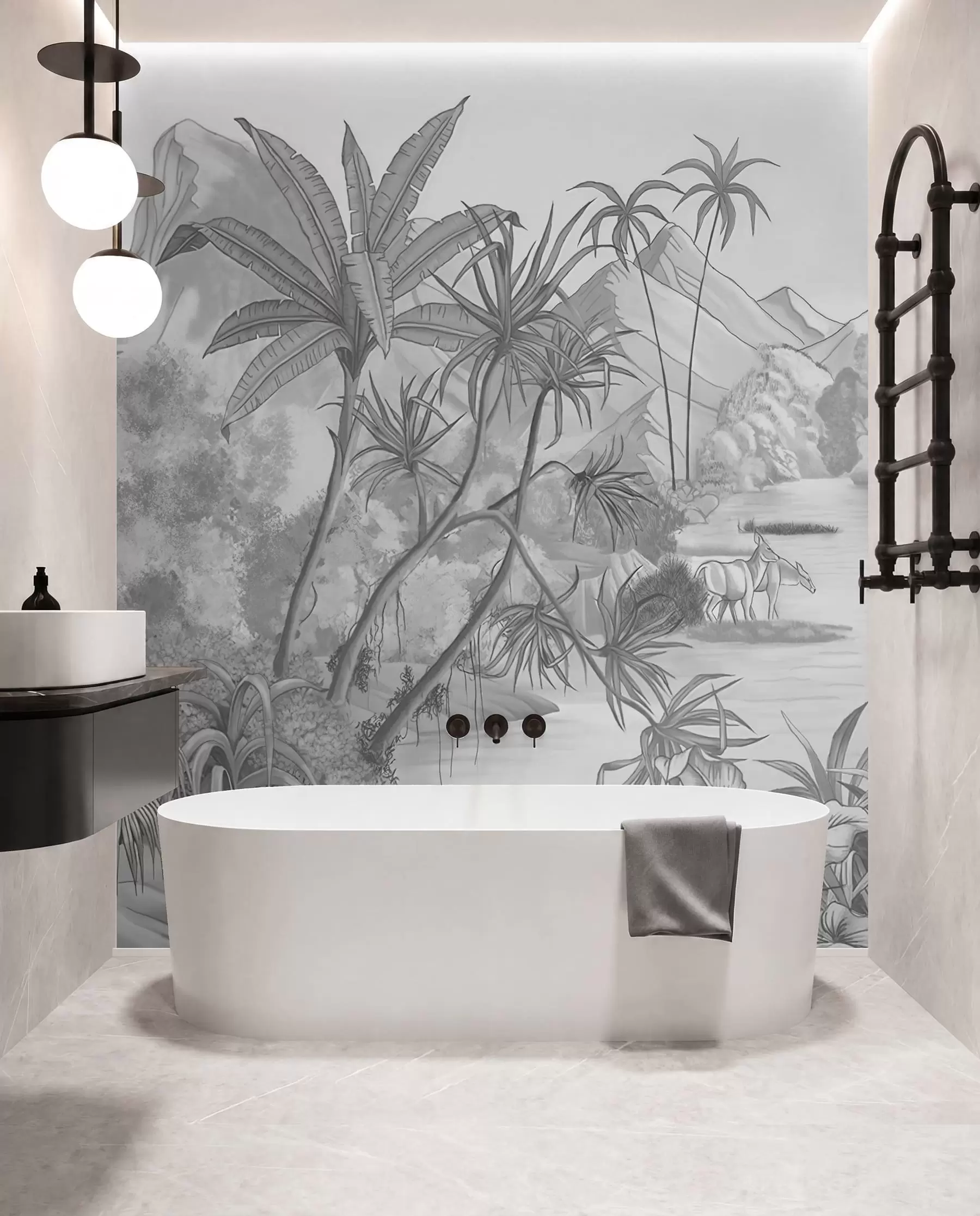 wall murals Black and white tropics u59039d1