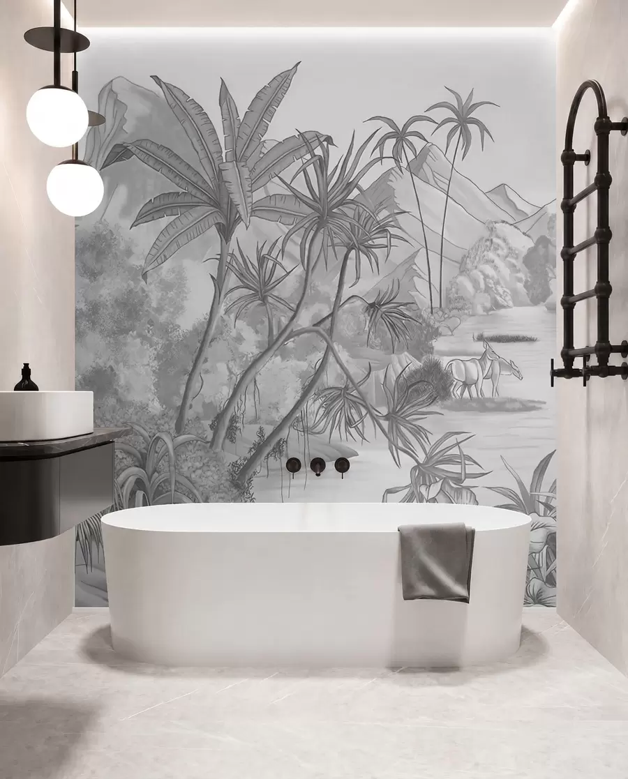 wall murals Black and white tropics u59039d1
