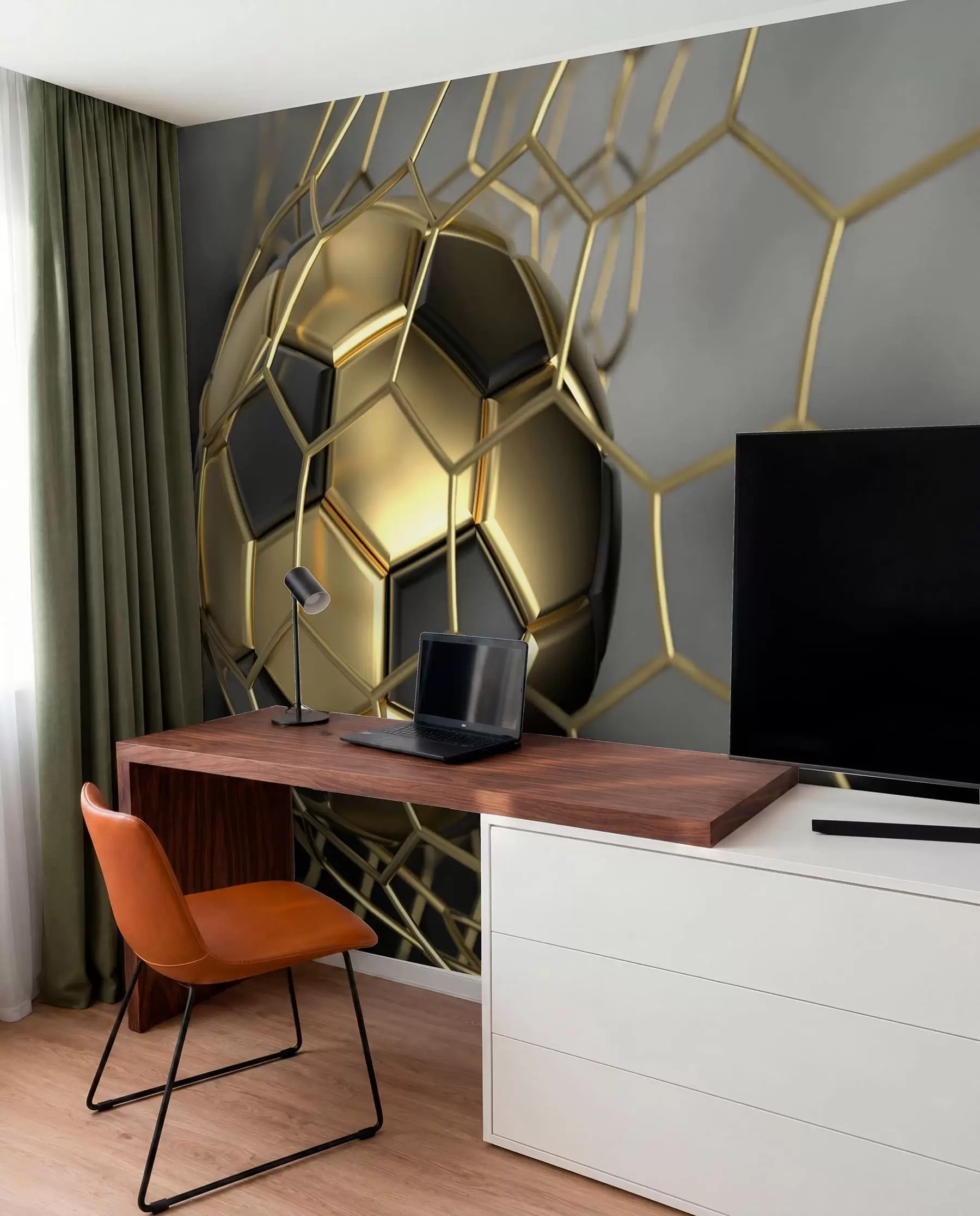 Wall Mural Photo Wallpaper A soccer ball in the goal u73010d3