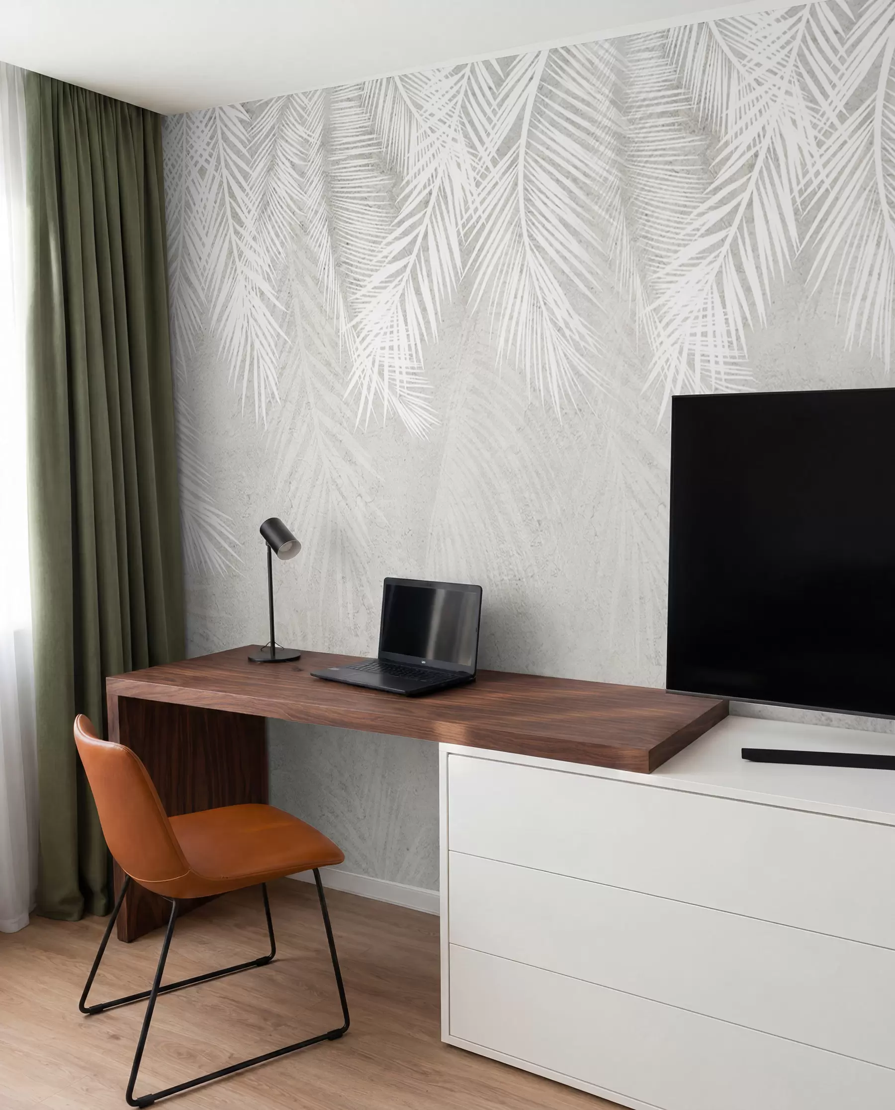 wall murals White brittle palm leaves with a grunge texture u94286d1