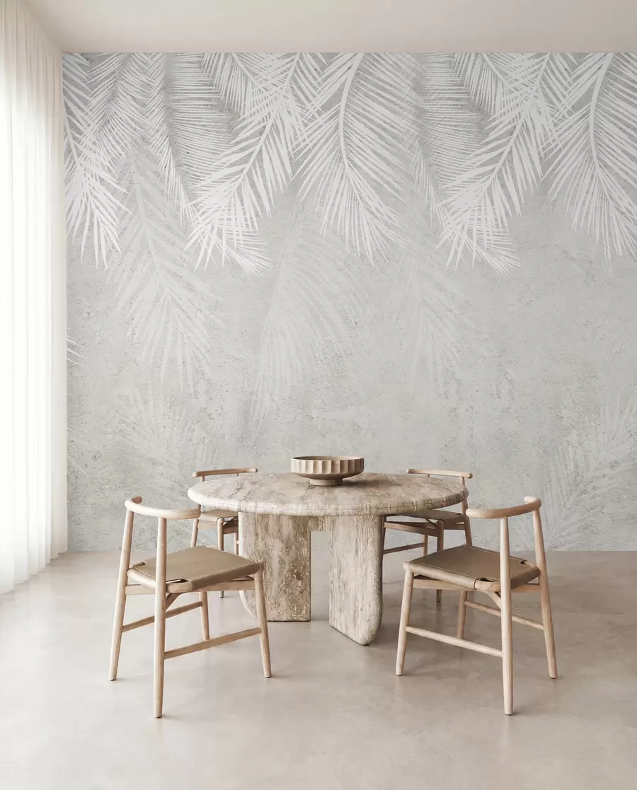 wall murals White brittle palm leaves with a grunge texture u94286d2