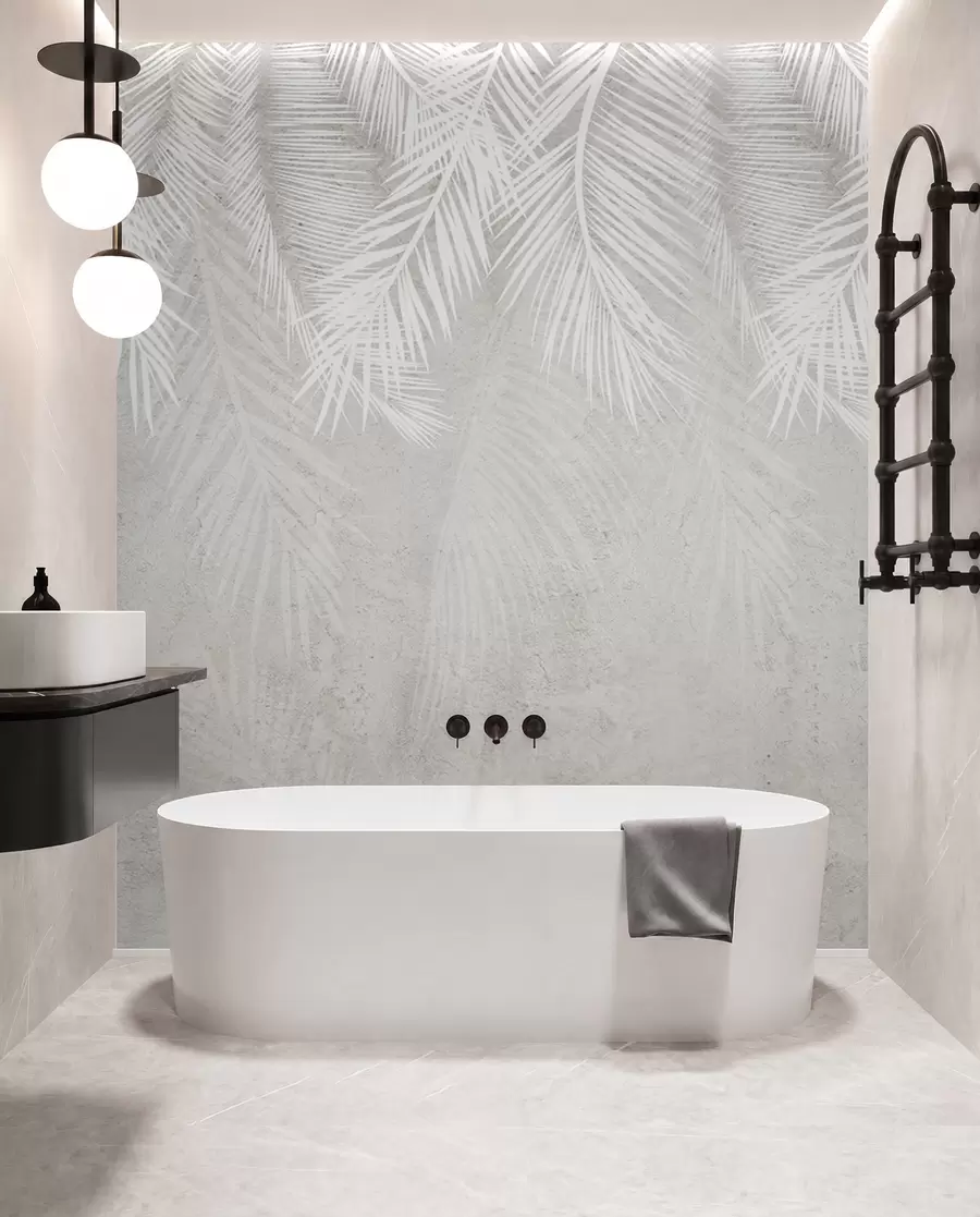 wall murals White brittle palm leaves with a grunge texture u94286d2