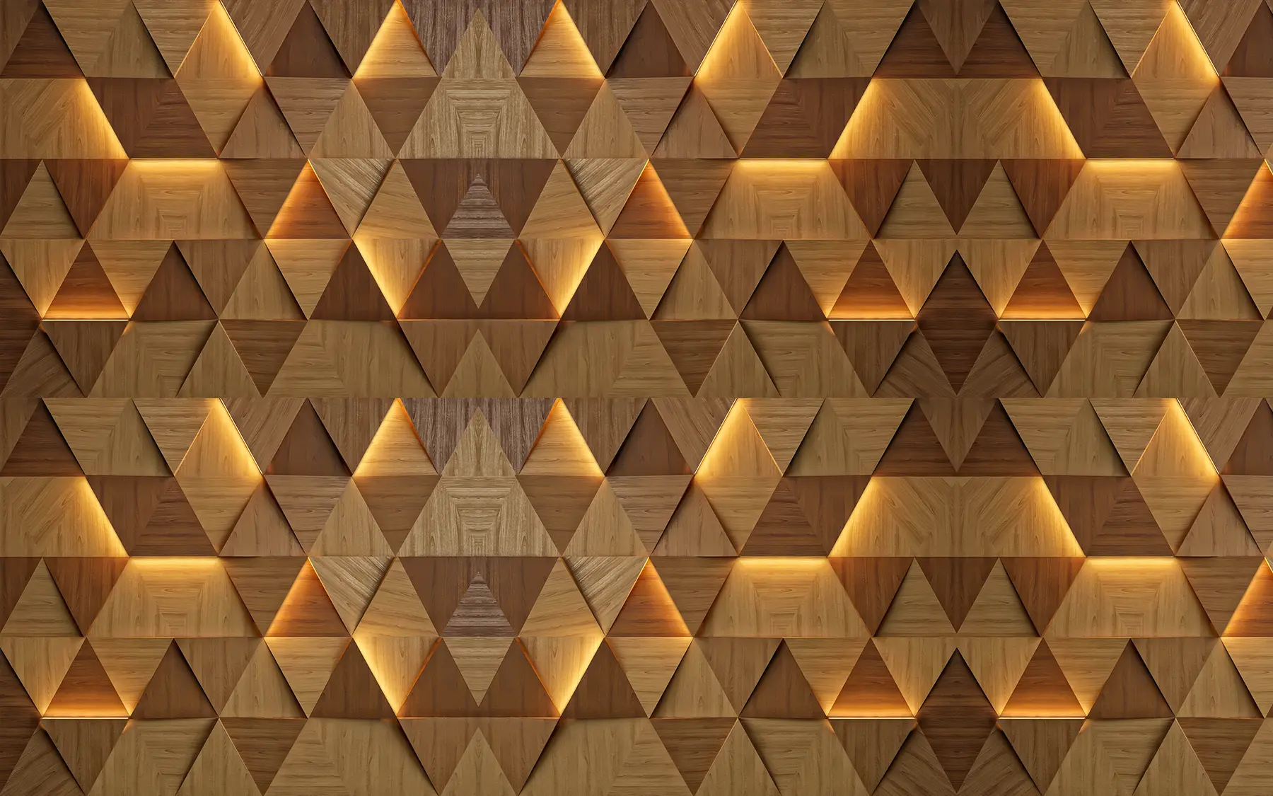 Wall Mural Photo Wallpaper Classic wooden triangles with 3D illumination u99280