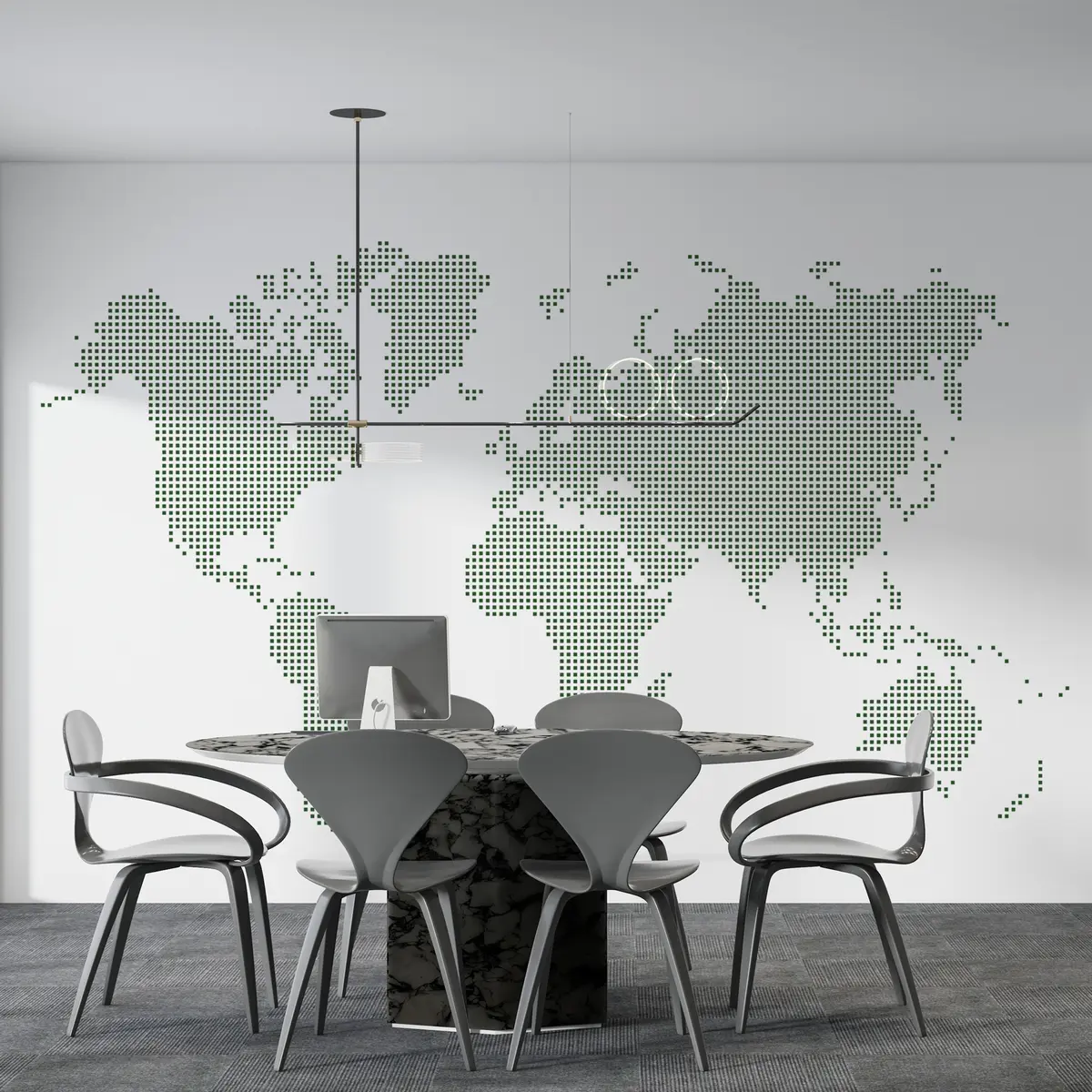 Wall Mural Photo Wallpaper A map of the world with green square dots u99406v2