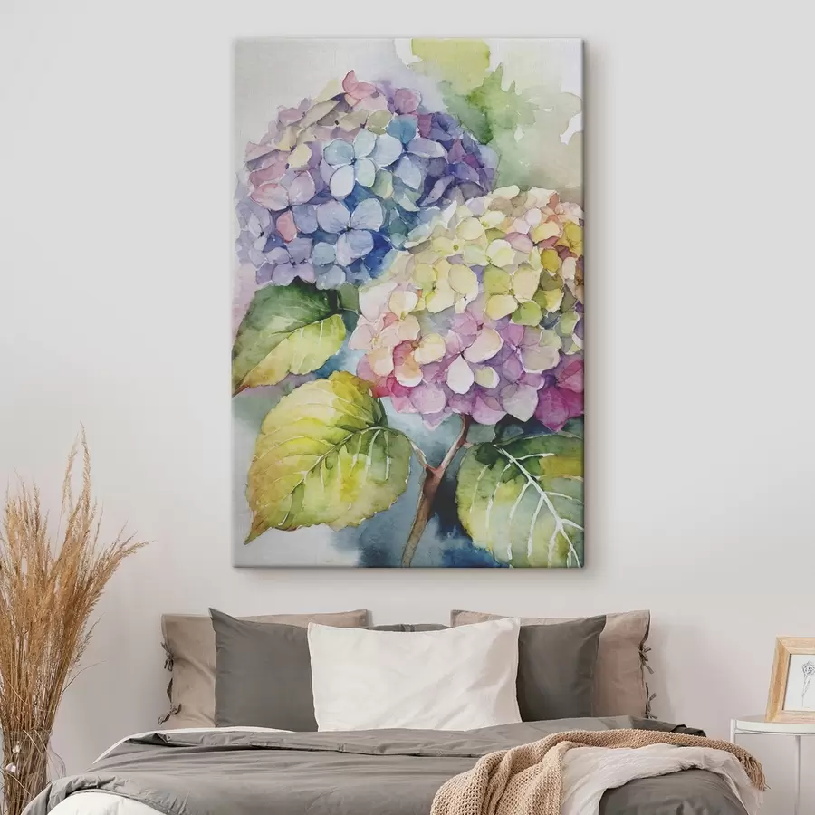 murales Hortensias vibrantes en suaves tonos de acuarela s37342