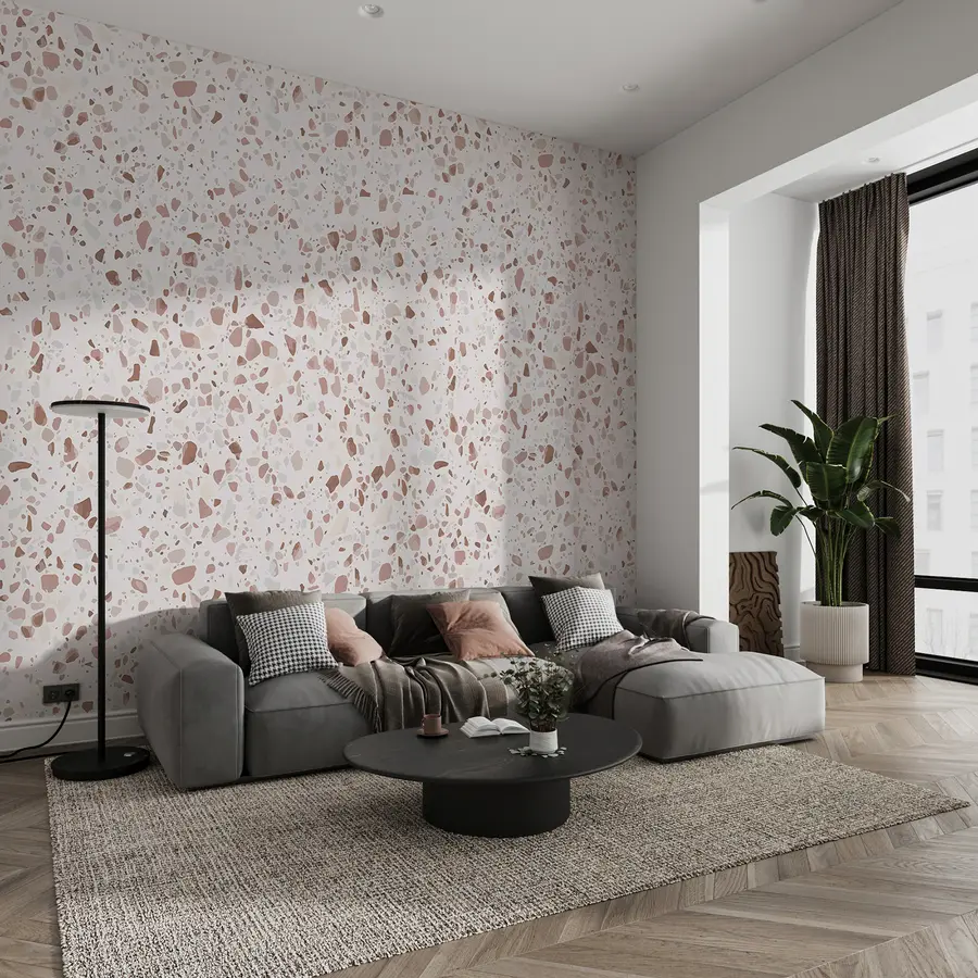 peintures murales Terrazzo rose u99668
