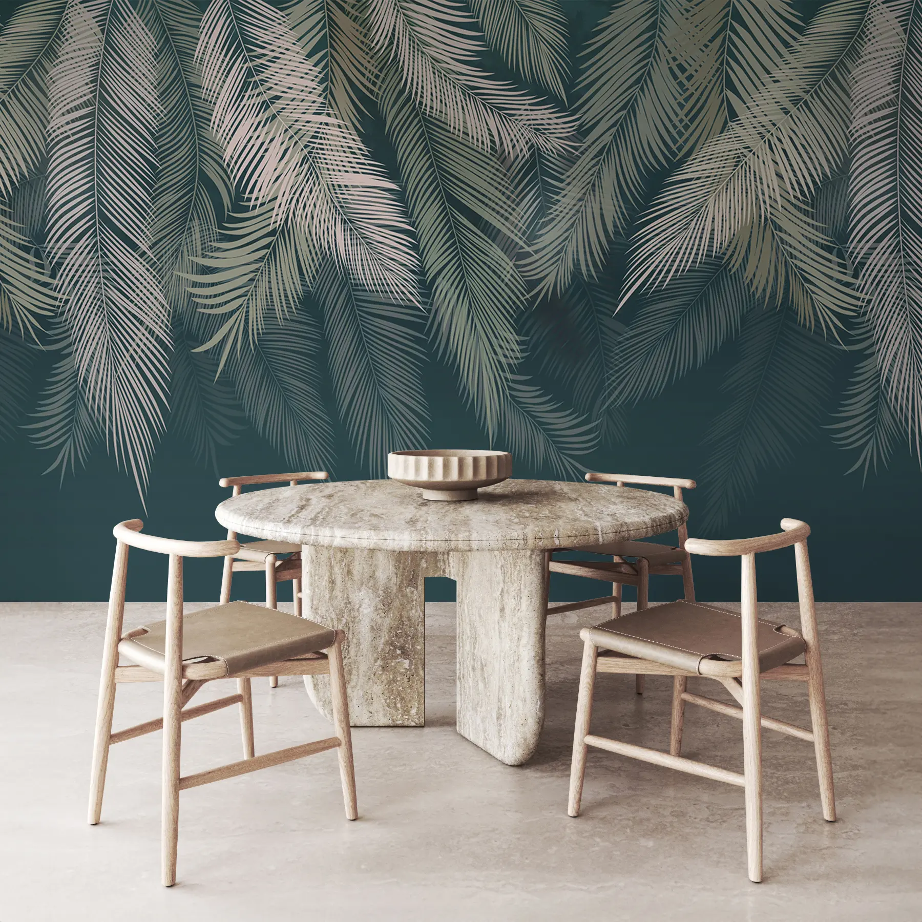 Wall Mural Photo Wallpaper Palm leaves on a dark green background u48556v2d2