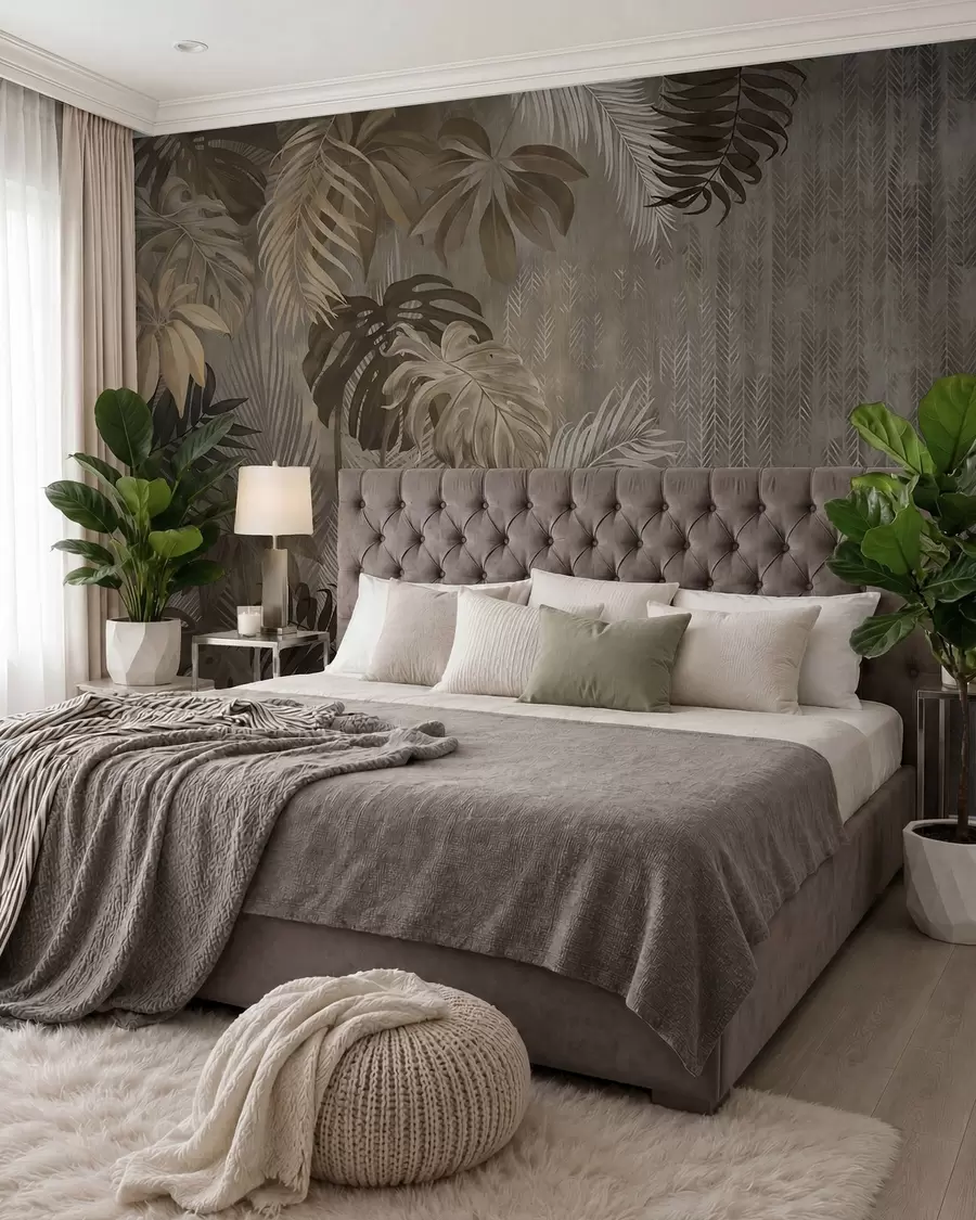 peintures murales Feuilles tropicales en style grunge u97012d2