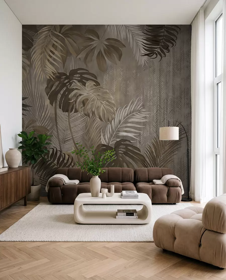 Wall Mural Photo Wallpaper Tropical leaves in grunge style u97012d2