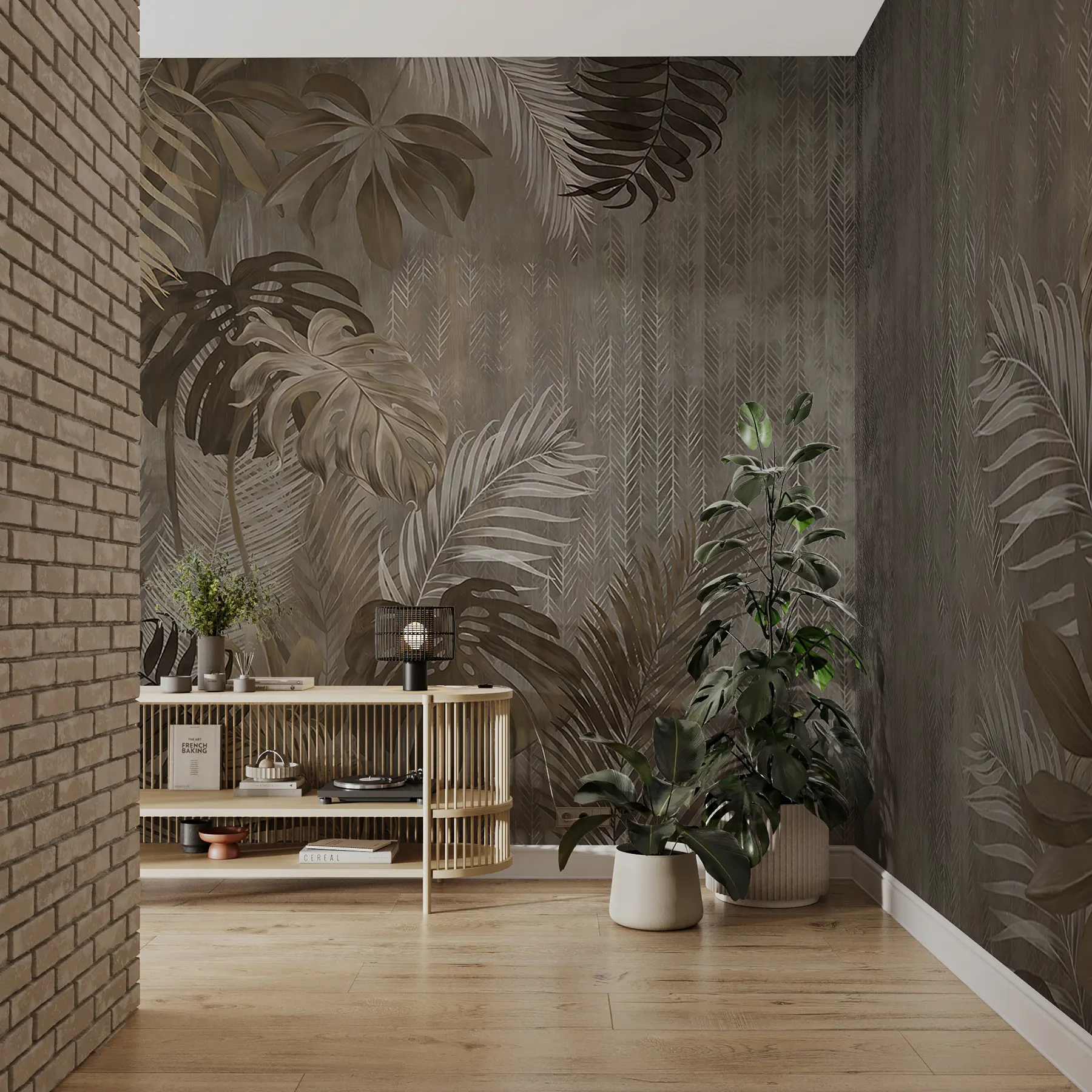 murales Hojas tropicales en estilo grunge u97012d2