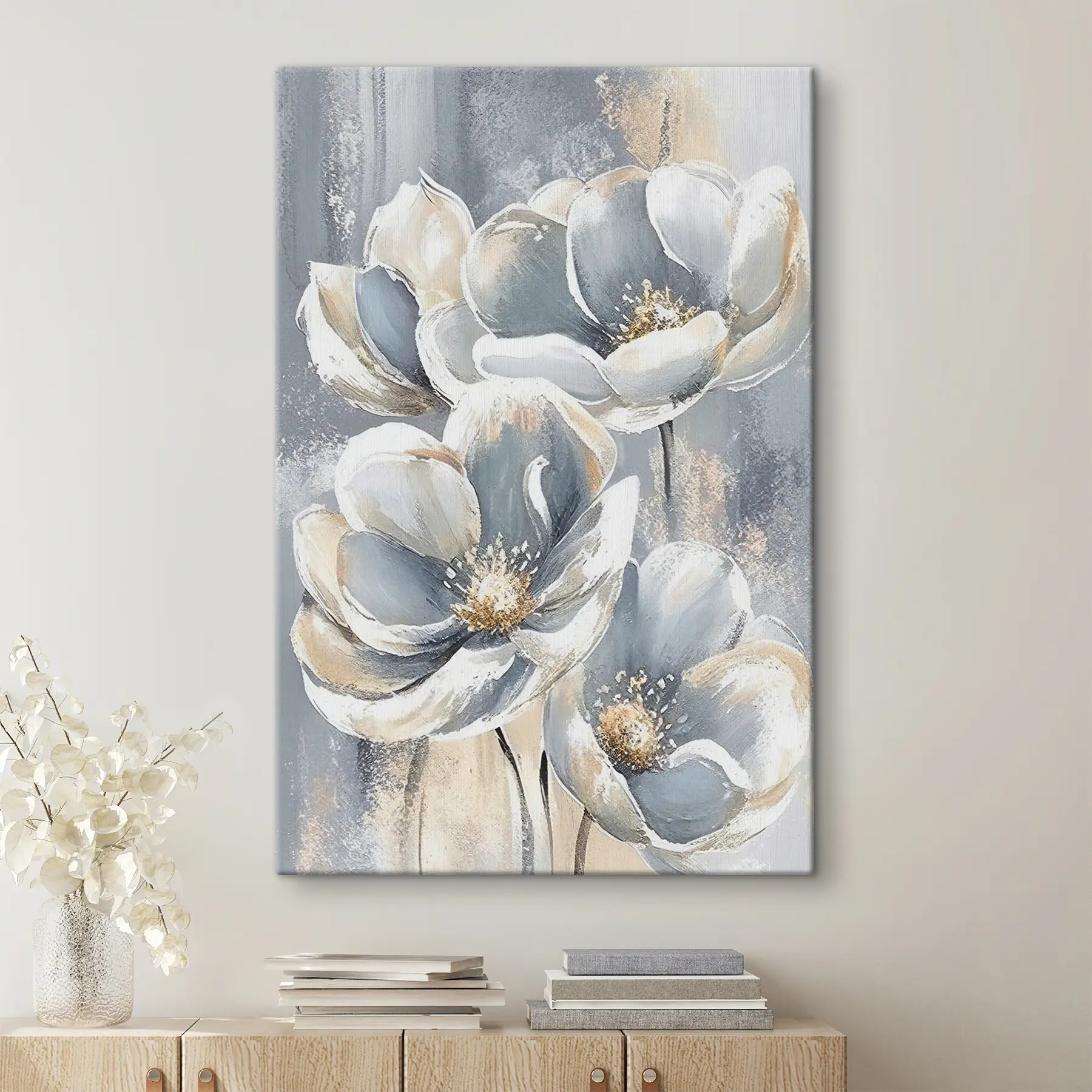 murales Elegantes flores en tonos suaves s37144