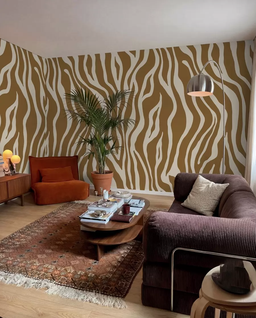 murales Rayas de cebra en ocre u99173