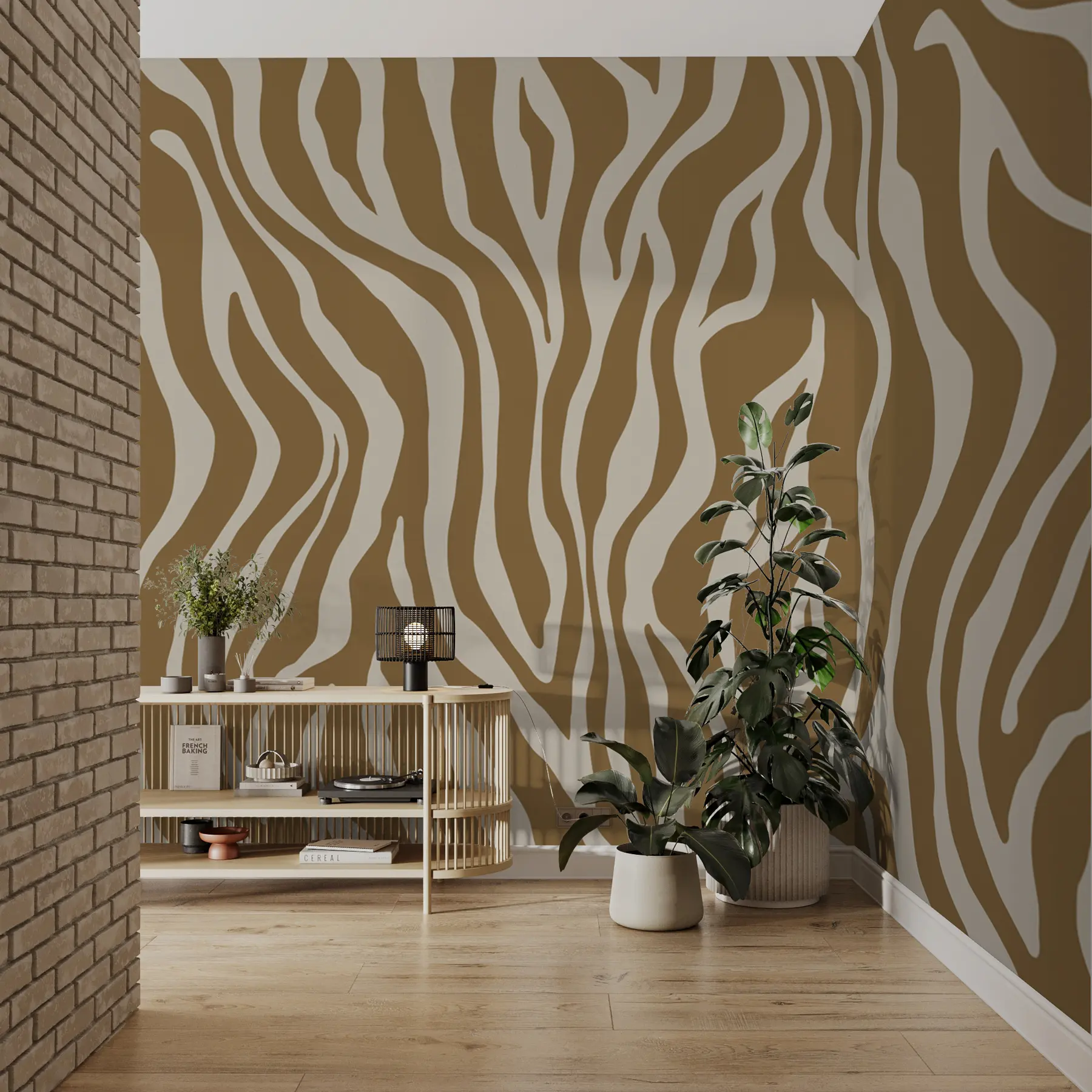 peintures murales Impression vectorielle de peau de zèbre dans les couleurs marron et blanc u99173