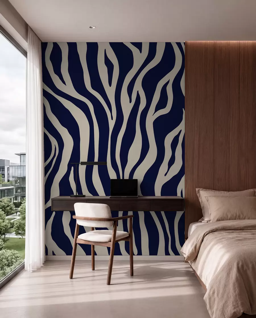 wall murals Vector print of zebra skin in blue and white colors u99173v1