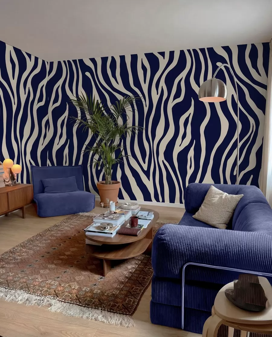 wall murals Vector print of zebra skin in blue and white colors u99173v1