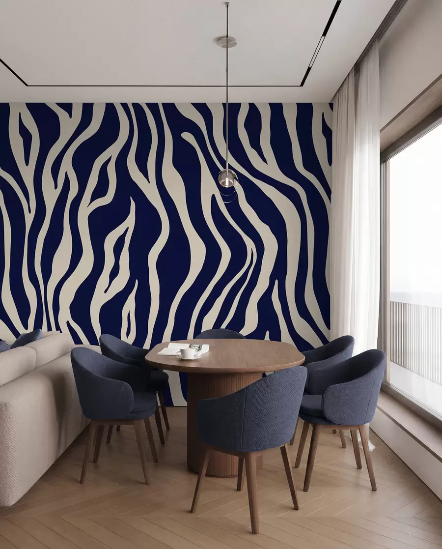 wall murals Vector print of zebra skin in blue and white colors u99173v1
