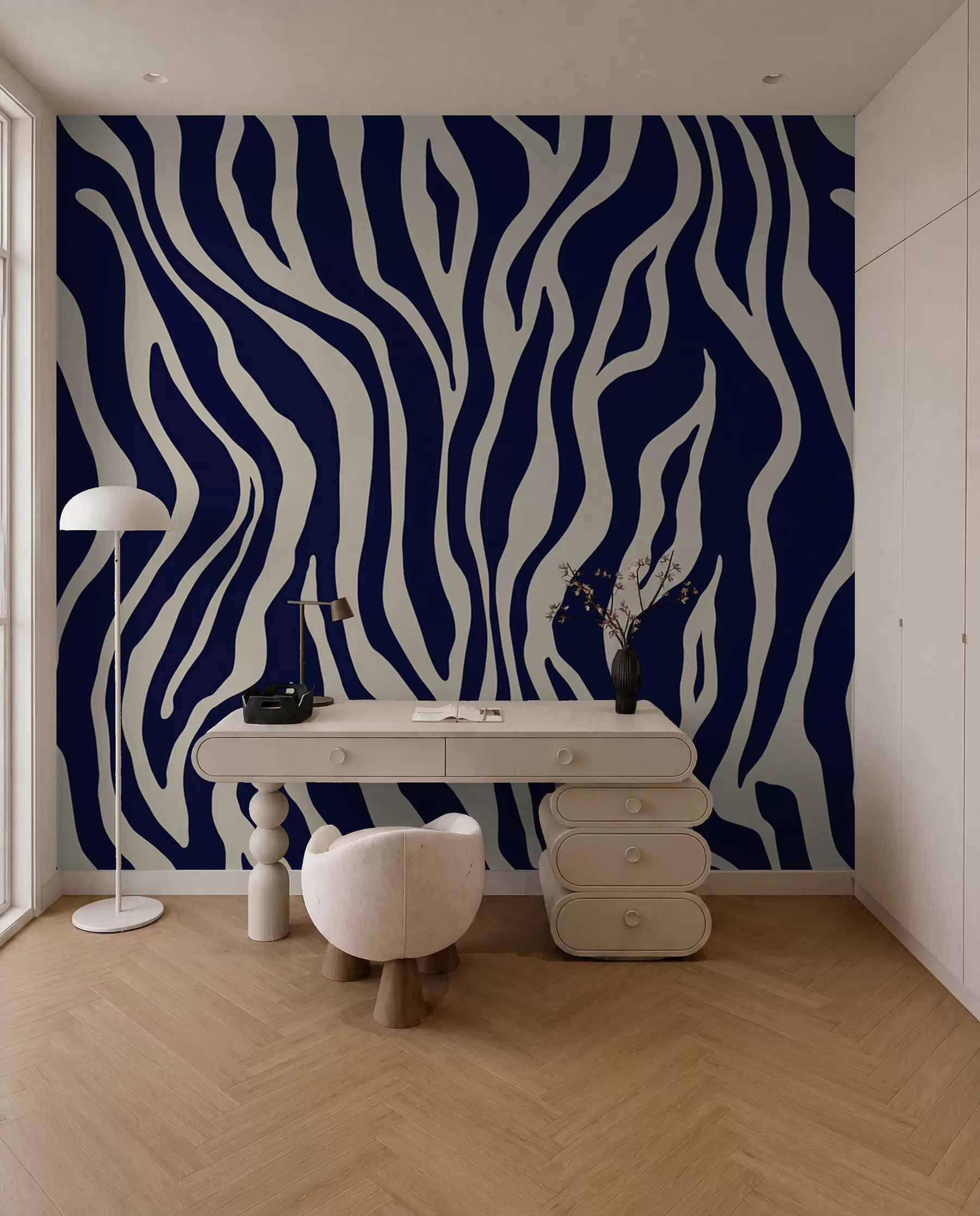 wall murals Vector print of zebra skin in blue and white colors u99173v1