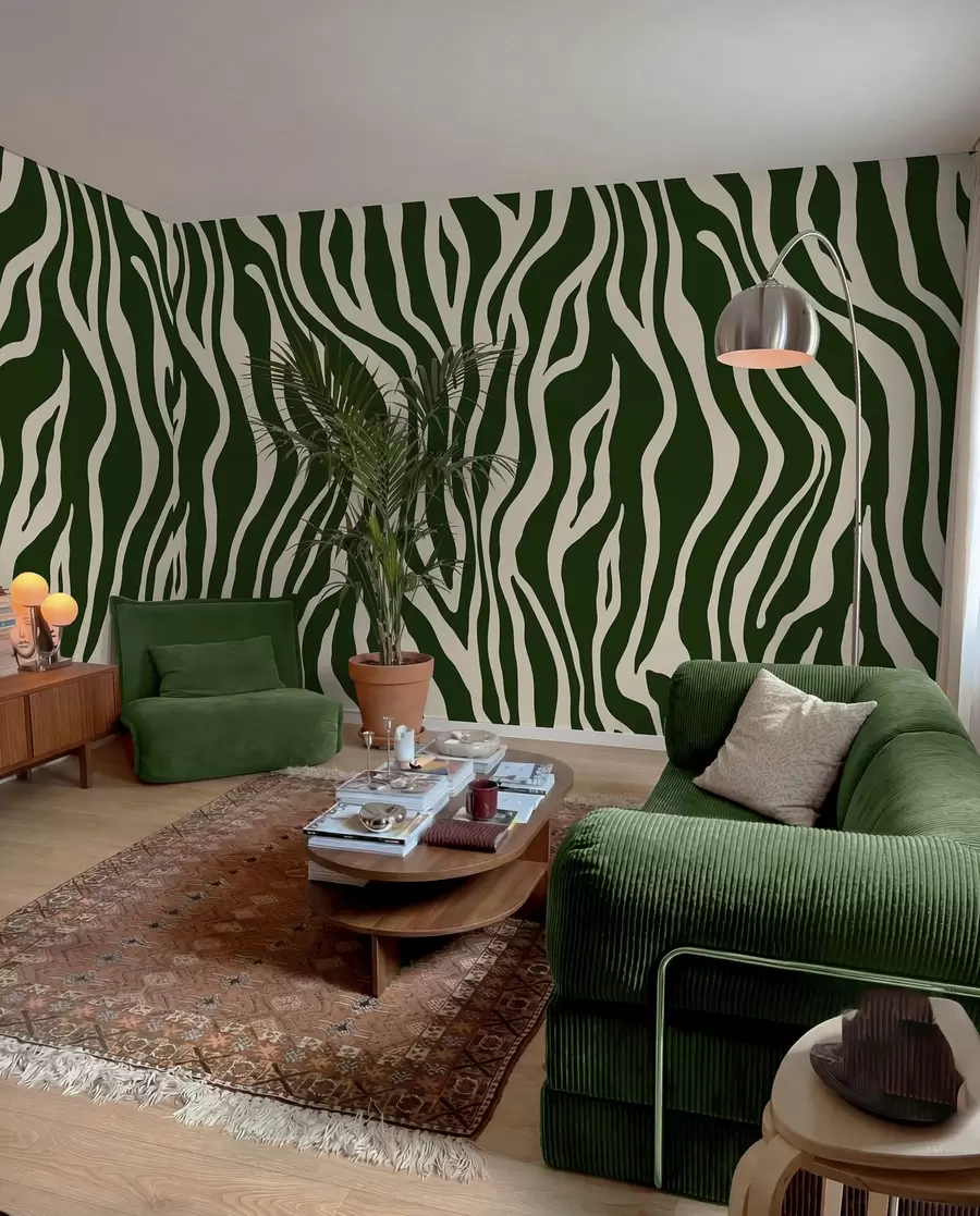 murales Rayas de cebra verde bosque u99173v2