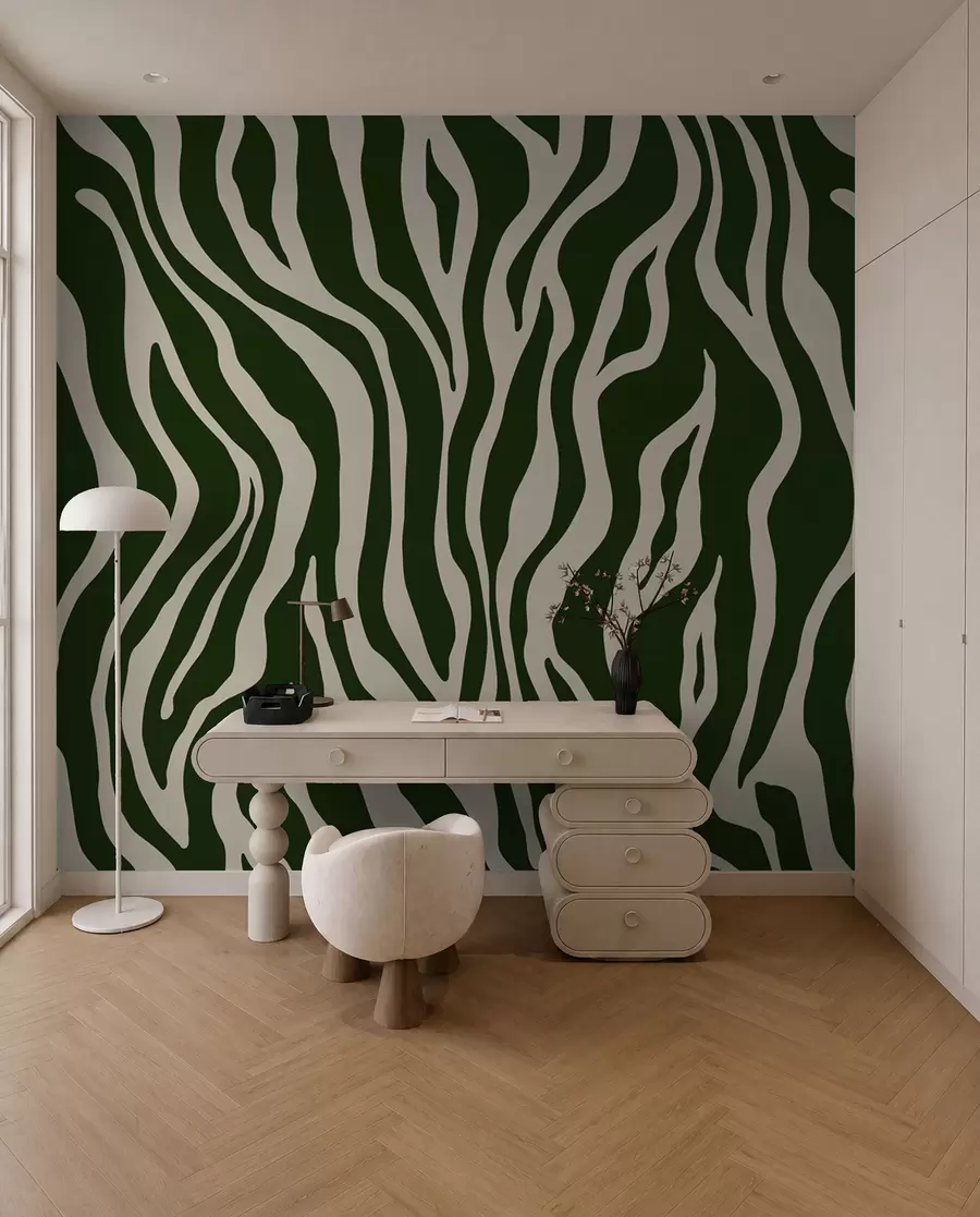 wall murals Vector print of zebra skin in green and white colors u99173v2