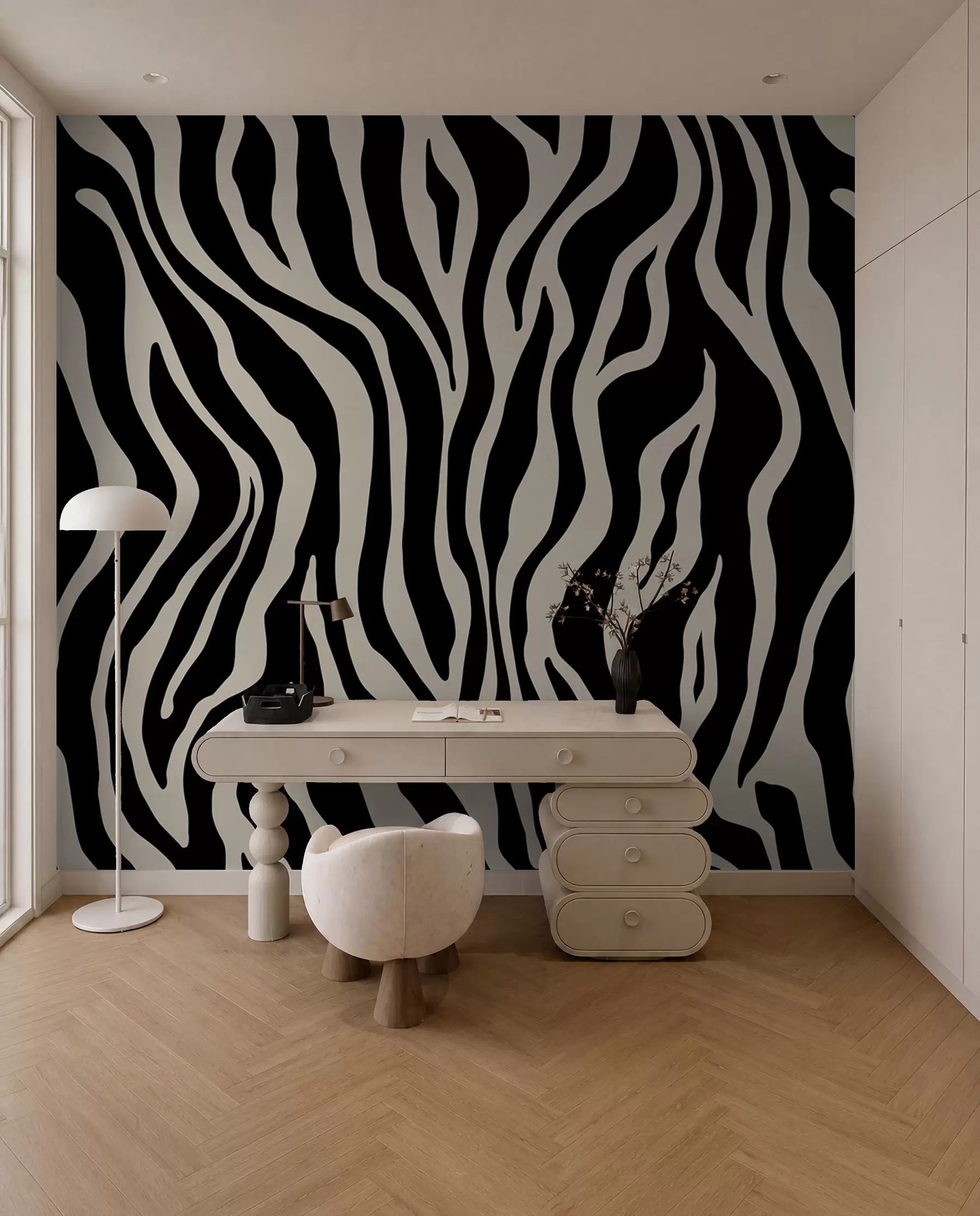 Wall Mural Photo Wallpaper Vector print of zebra skin in black and white colors u99173v3