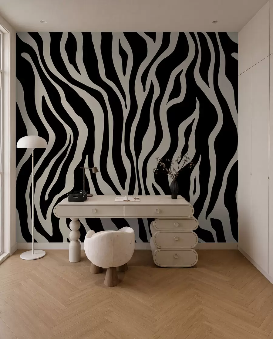 Wall Mural Photo Wallpaper Vector print of zebra skin in black and white colors u99173v3